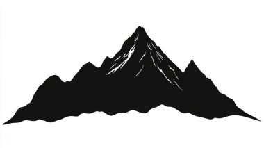 Stylized silhouette of a mountain range, featuring sharp peaks and soft valleys. clipart