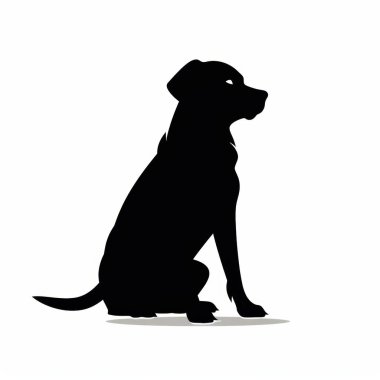 A sleek silhouette of a seated dog, projecting an aura of calm and loyalty. clipart