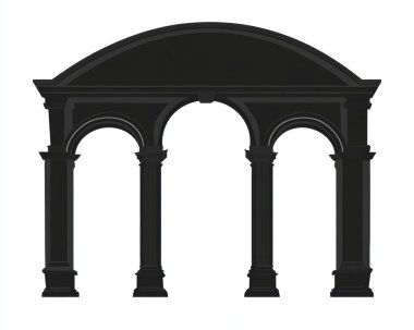 A striking black archway featuring three elegant arches, symbolizing strength and classic design. clipart