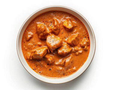 Delicious chicken curry in a bowl, showcasing tender pieces of meat in a rich, creamy sauce. clipart