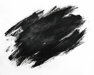 A dramatic black paint smear on a white canvas, showcasing bold texture and contrast. clipart