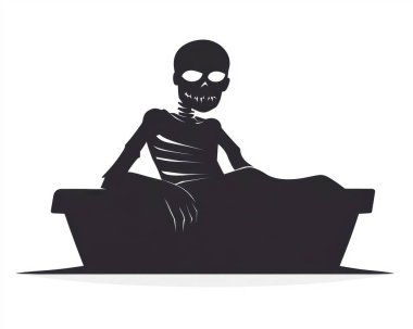 A spooky, skeletal figure lounges in a dark entity, evoking eerie vibes and a sense of mystery. clipart