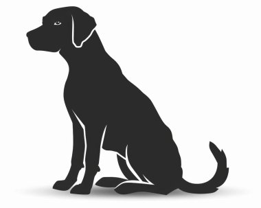 A silhouette of a sitting black dog, showcasing its elegant posture and alert demeanor. clipart