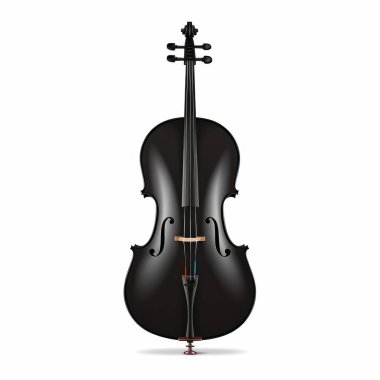 Elegant black violin with glossy finish, showcasing its artistry and craftsmanship against a clean white background. clipart