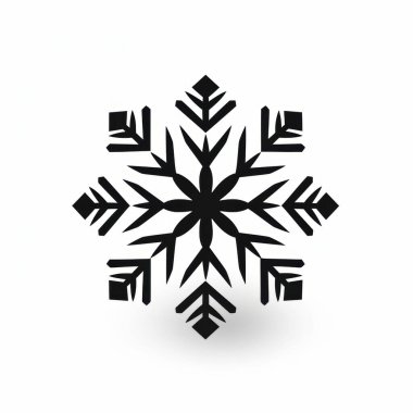 Stylized black snowflake design with intricate patterns against a white background. clipart