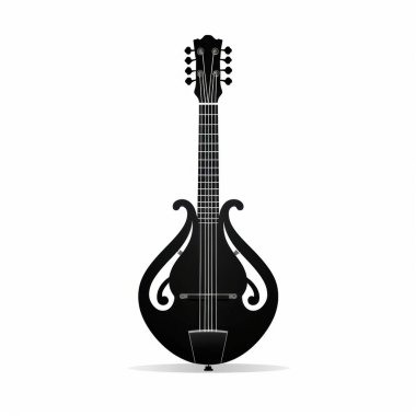 Black mandolin illustration with ornate design, showcasing its elegant curves and classic craftsmanship. clipart