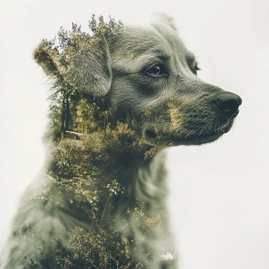 Golden Retriever ile sevimli bir köpeğin portresi..