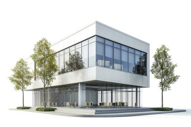 office building exterior 3 d rendering clipart