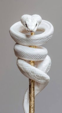 white snake with a rope on a white background. clipart