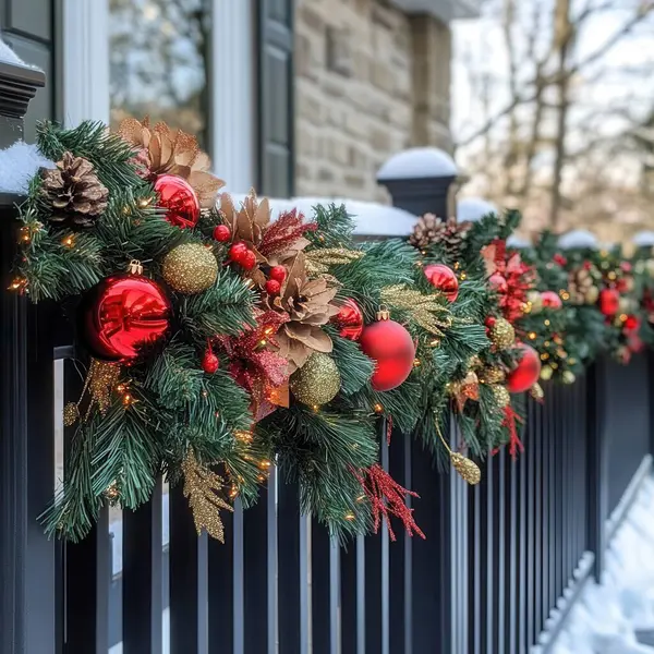 Sokakta Noel süslemeleri ile Noel süslemeleri