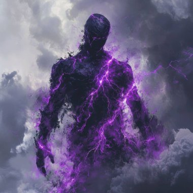 lightning in the sky. lightning in the form of a man. clipart