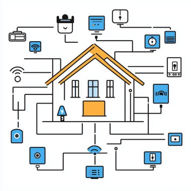 ev simgesi düz biçimli vektör ev otomasyon kavramı.