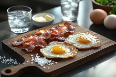 Pastırmalı, yumurtalı ve baharatlı lezzetli bir kahvaltı. Yakın çekim