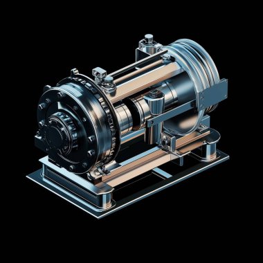 Motorun motoru. izole edilmiş siyah arka plan. 3d oluşturma.