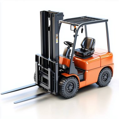 beyaz zemin üzerine forklift kamyon