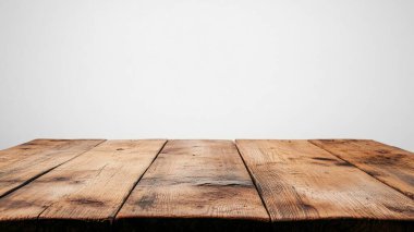 wooden table and white wall background, product display display