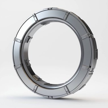 3 d render of metal ring on white background.