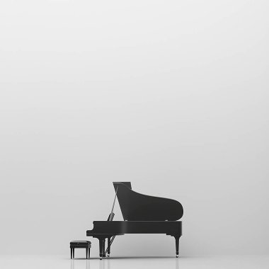 3 d rendering of piano keyboard and black