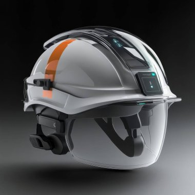 3 d rendering of a reflective helmet with a white background in studio clipart