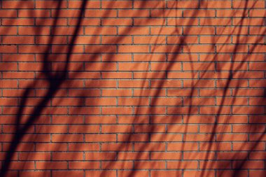 Textured red brick wall with intricate shadow patterns. clipart