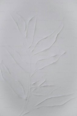 Delicate embossed leaf design on textured white background. clipart