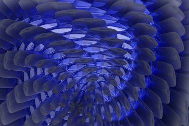 Abstract blue design with intricate wave patterns and depth. clipart