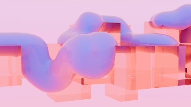 Abstract pastel pink and purple shapes create a dreamy, surreal landscape. clipart