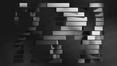 Abstract monochromatic design featuring layered rectangles. clipart