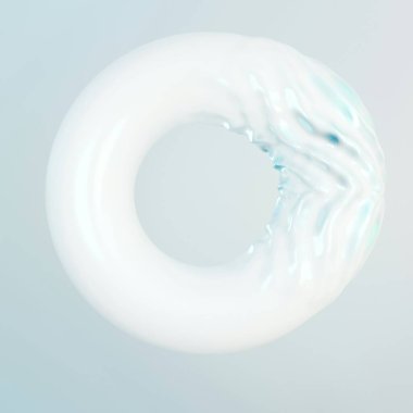 Abstract white fluid sculpture resembling a swirling donut shape. clipart