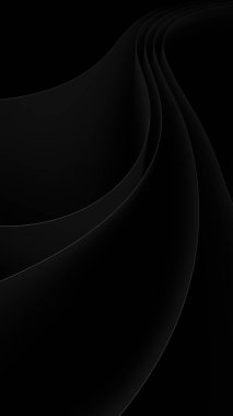 Abstract black waves flowing gracefully in shadows and light. clipart