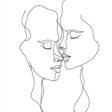 one continuous drawing line of a woman and a man in love. minimalism, continuous line art, vector. clipart