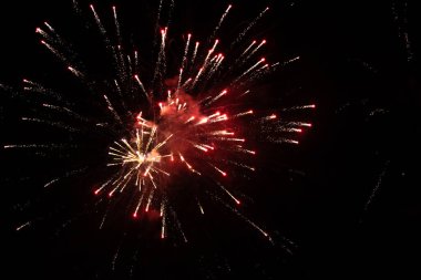 Colorful fireworks bursting against a dark night sky. clipart