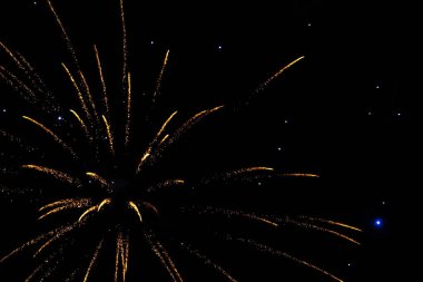 Colorful fireworks display lighting up the night sky. clipart