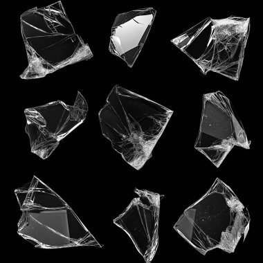 broken glass on black background clipart