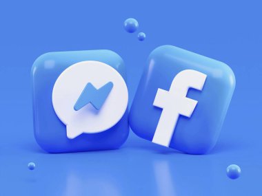 Blue social media icons for messaging and connectivity. clipart