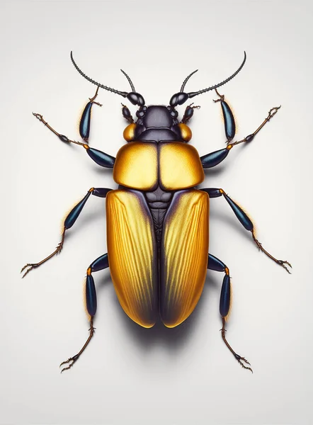 Photorealistic 3D illustration of insect on a white background, viewed from the top. Perfect for use in a variety of contexts, including scientific or educational materials, nature-themed designs, publications or on websites that focus on nature