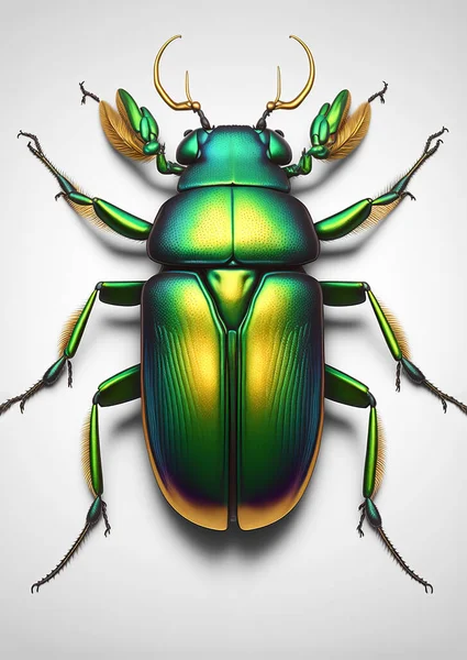 Photorealistic 3D illustration of insect on a white background, viewed from the top. Perfect for use in a variety of contexts, including scientific or educational materials, nature-themed designs, publications or on websites that focus on nature