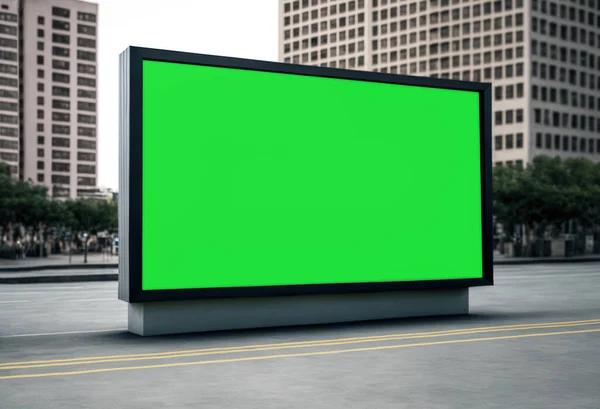 City advertising billboard mockup. 3D render. Showcase your latest advertisement. Perfect for promoting products, services or campaigns in a dynamic and modern way. Suitable for all types of businesses, this mockup is sure to make a lasting impressio