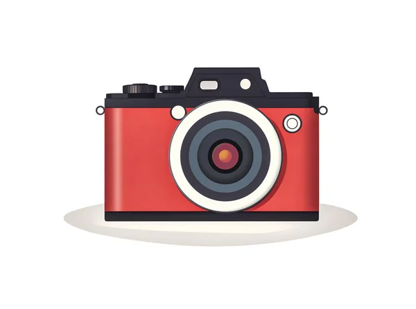 Clean flat icon illustration features a photo camera in simple, minimalistic style. With its sleek design this icon is perfect for use in a variety of graphic design projects, from websites and mobile apps to print materials and presentations. 