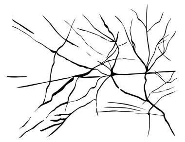 Ice crack realistic sketch Black line isolated no white. Fissure broken earth effect transparent background. Icy scratches. Lightning flat doodle. Kintsugi craquelure Japanize art Vector illustration.