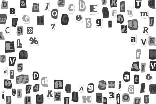 Чорно Білі Знаки Викупу Номери Листів Стилі Викупу Пунктуації Вирізані — стоковий вектор