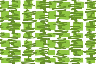 Dalgalı, dikişsiz desen kalın mürekkep çizgileri süslemesi. El çizimi yeşil renk fırça hücresi çizimi Smears grunge tarzı ambalaj kağıdı karalar. Klasik tekstil kumaşı 1960 'ların Vektör çizimleri.