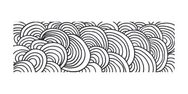 Yatay desen, doku, el çizgisi. Kapak kalem mürekkebi ve çapraz çizim çizimi Doodle çizim stili. Beyaz arka planda siyah bir şekil. Klasik grafik tasarım Vektör illüstrasyonu