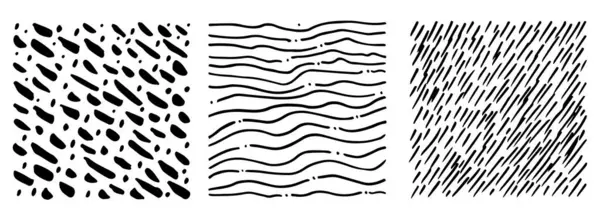 Malý Vzorek Čárek Tečkovanou Texturou Černobílé Vektorové Líhnutí Doodle Organické — Stockový vektor