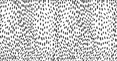 Küçük çizgiler, pürüzsüz desen. Noktalı çizgiler dokusu Siyah ve beyaz karalama yapan organik şekiller kısa çizgi çizgiler fırça darbeleri rastgele vuruşlar moda retro baskı tasarımı Vektör İllüzyonu