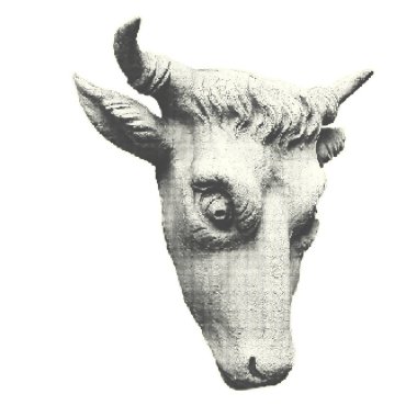 Boğa ya da inek heykeli. Siyah polka, çağdaş kolaj için yarım ton sanat elementlerini noktalıyor. Moda tasarımı, Zine dergisi tarzı, beyazla izole edilmiş. Şeffaf arka plan. Vektör illüstrasyonu.