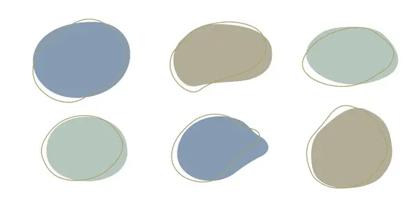 ストロークラインの有機不規則なブロブ形状のセット ブルーグレーランダム変形スポット流体円 白い背景に分離された有機アメバドードル要素 抽象的な丸みを帯びた形態 ベクターイラスト — ストックベクタ