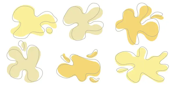 Σετ Από Οργανικά Ακανόνιστα Σχήματα Blob Γραμμή Εγκεφαλικό Επεισόδιο Κίτρινος — Διανυσματικό Αρχείο