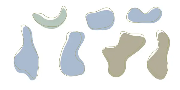 Σετ Από Οργανικά Ακανόνιστα Σχήματα Blob Γραμμή Εγκεφαλικό Επεισόδιο Μπλε — Διανυσματικό Αρχείο
