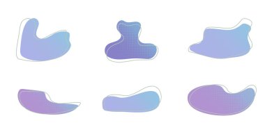 Mavi sıvı yarım tonda su damlaları yerleştirilir, toplanır. Boya lekesi, leke, yağmur birikintisi, yağ lekeleri. Düzensiz soyut grafik tasarım elemanları Şeffaf arkaplan. Vektör illüstrasyonu.